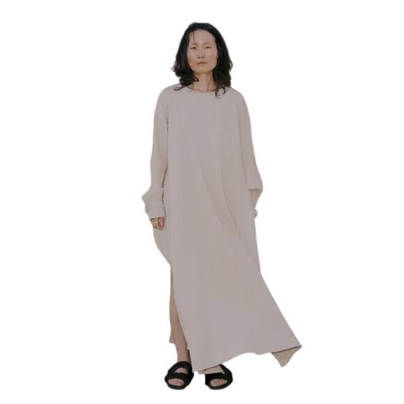 Baserange Women's Gravel Beige Shaw Kaftan Maxi Dress Size Medium Lagenlook - Picture 1 of 12